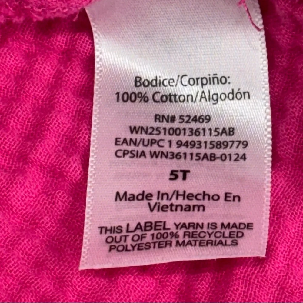 Pink & Fuchsia Wonder Nation Toddler Girl Ruffled & Flutter Sleeve Dress 5T - Picture 6 of 14
